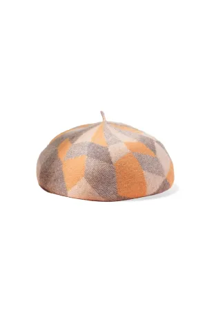 100% Wool Color Block Plaid French Beret