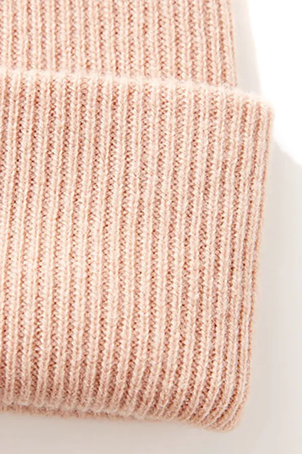 100% Wool Rib Knit Winter Beanie