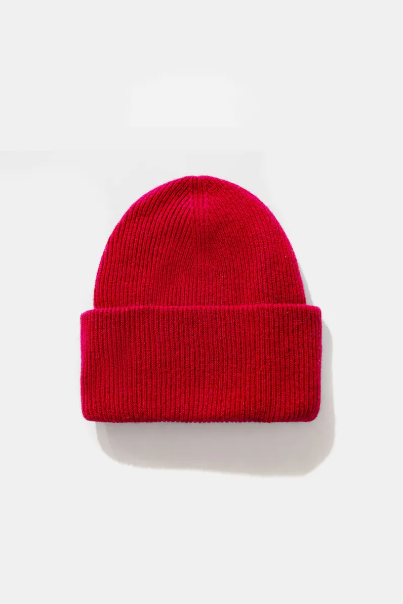 100% Wool Rib Knit Winter Beanie