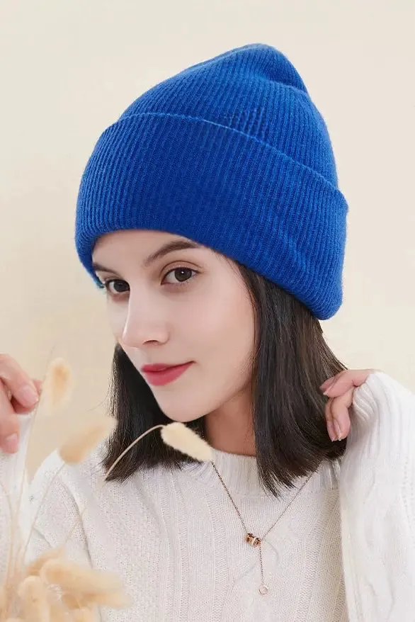 100% Wool Rib Knit Winter Beanie