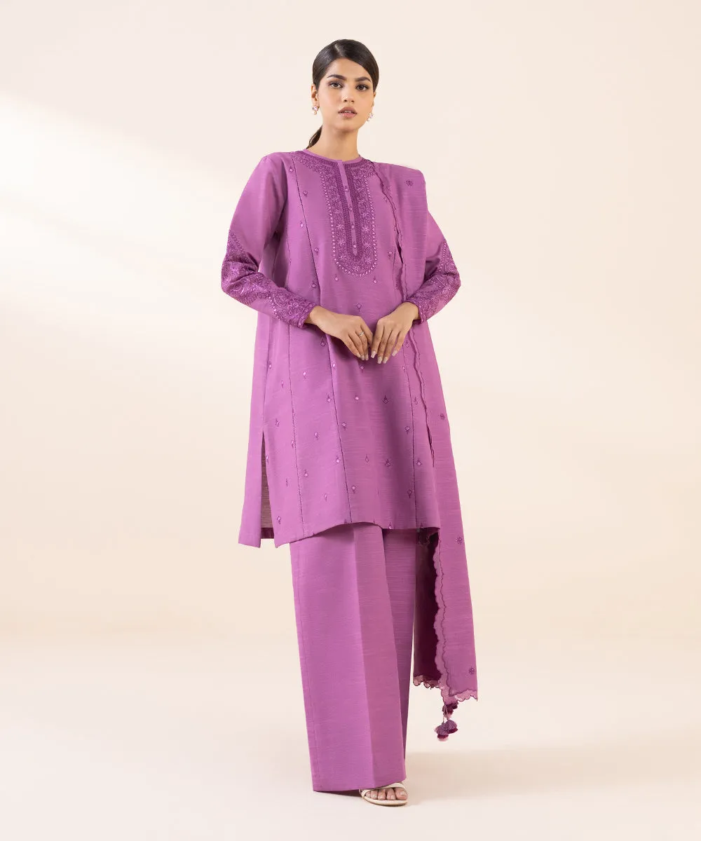 3 Piece - Embroidered Cambric Suit