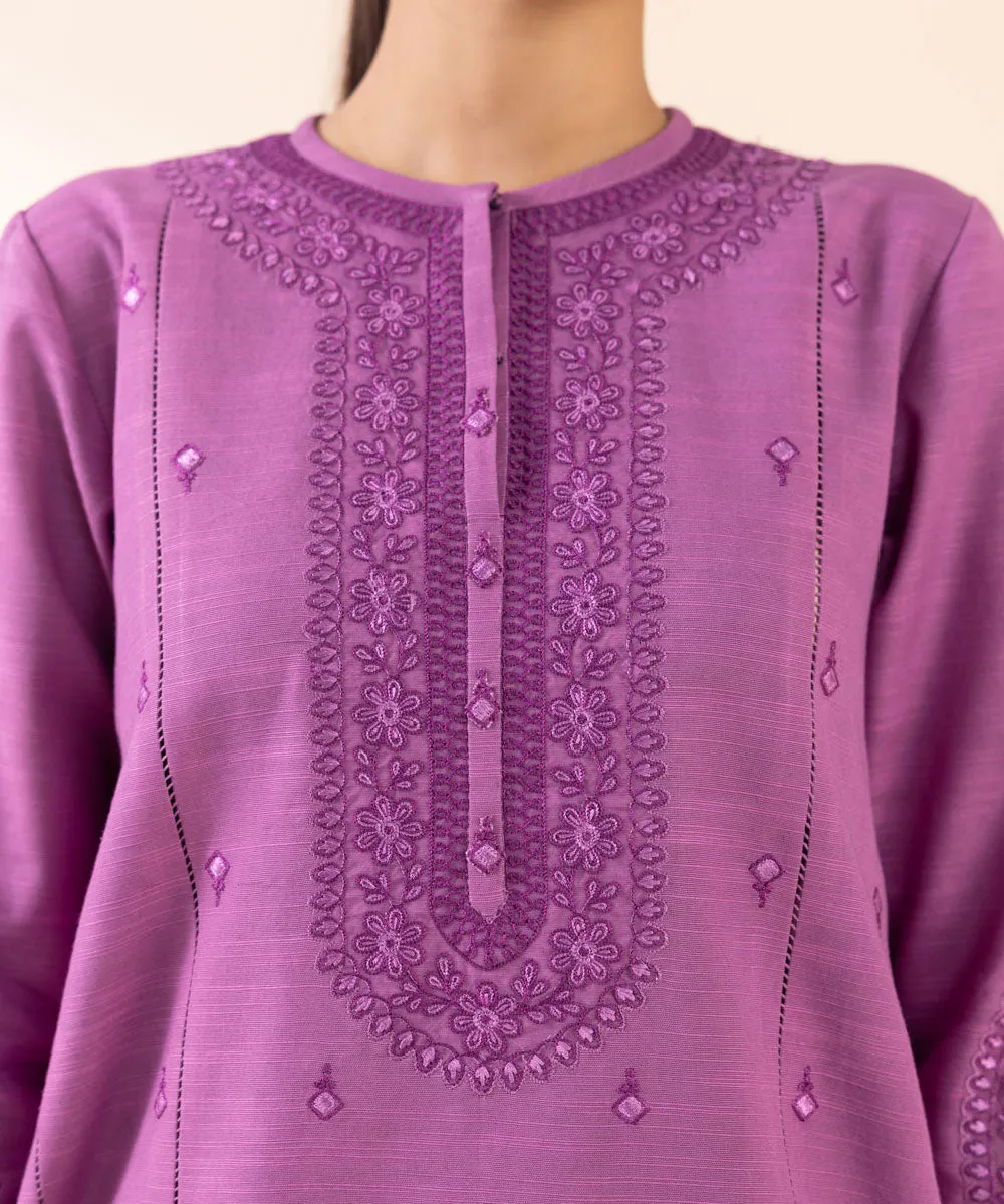 3 Piece - Embroidered Cambric Suit
