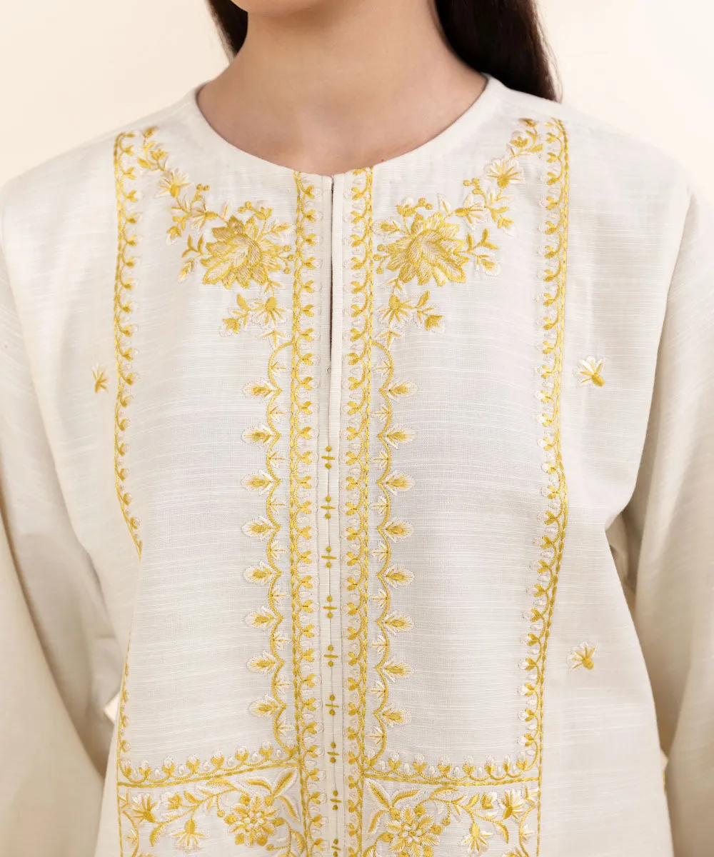 3 Piece - Embroidered Khaddar Suit