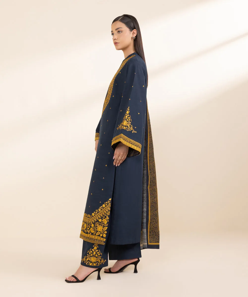 3 Piece - Embroidered Khaddar Suit