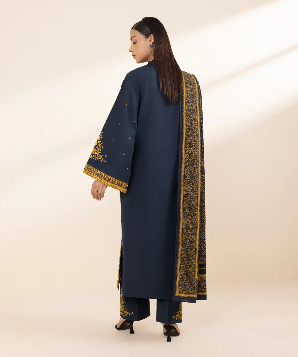 3 Piece - Embroidered Khaddar Suit