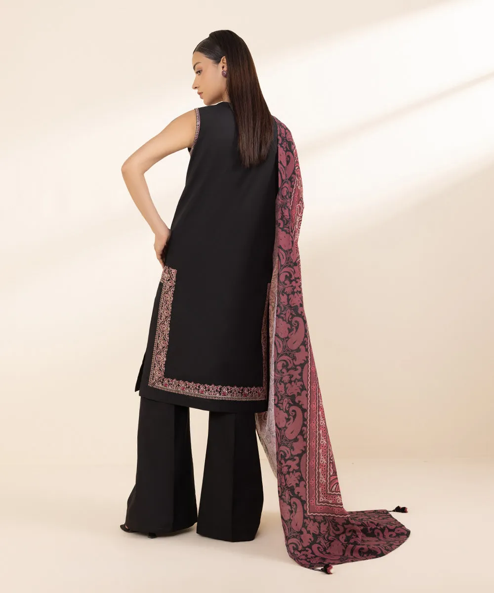 3 Piece - Embroidered Khaddar Suit