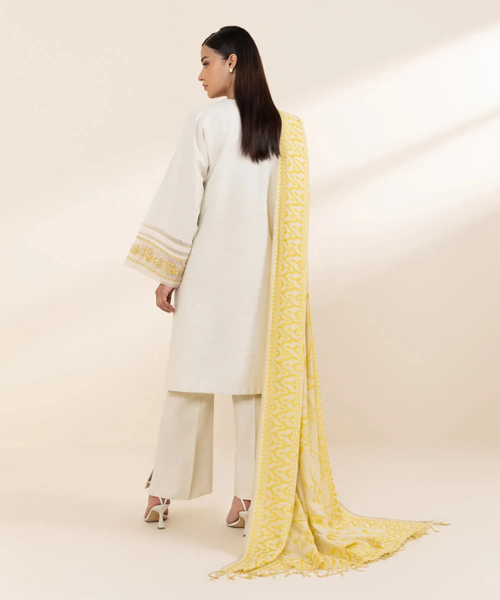 3 Piece - Embroidered Khaddar Suit