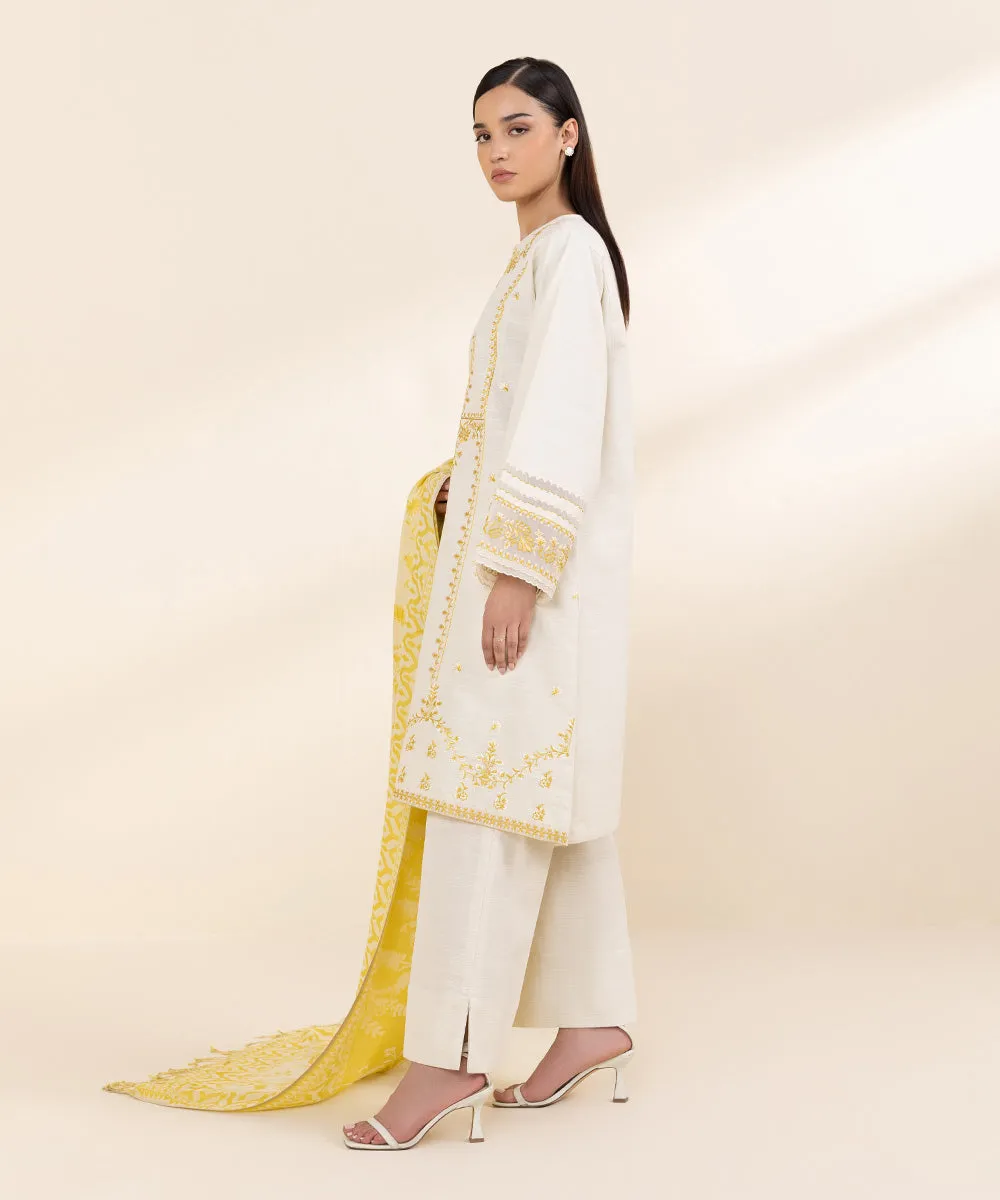 3 Piece - Embroidered Khaddar Suit