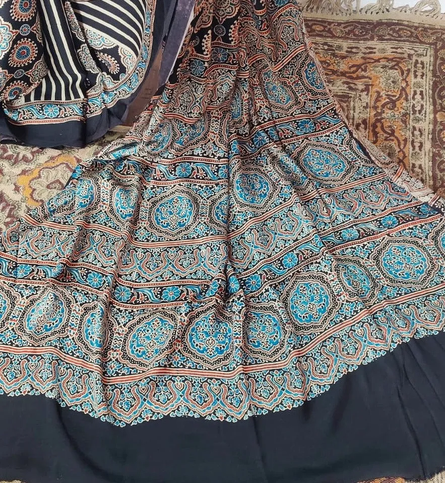 AJRAKH  STRIPE SAREE
