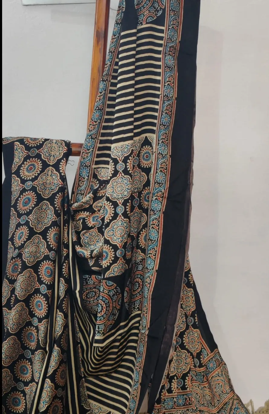 AJRAKH  STRIPE SAREE