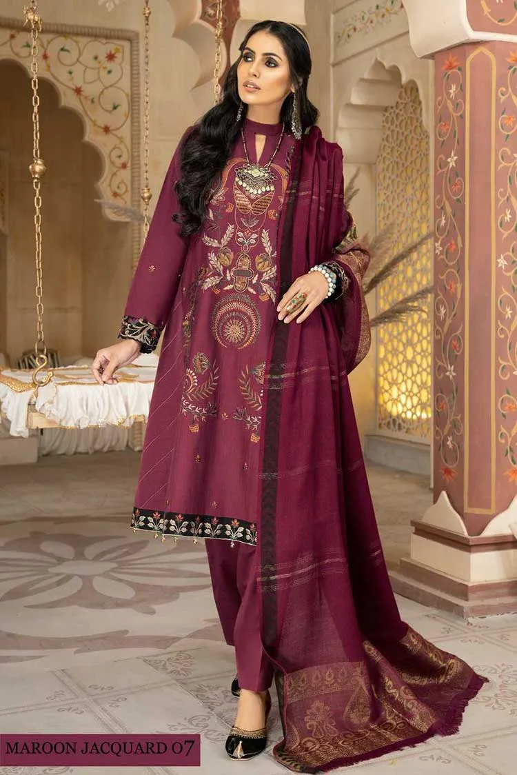 Anamta - 07 Maroon Jacquard Dans Le Imperial Winter Shawl Series Vol 3 2022