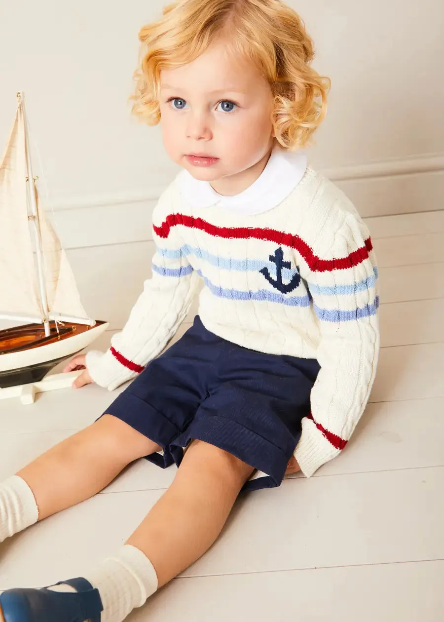 Anchor Motif Cable Detail Jumper in Beige (2-10yrs)