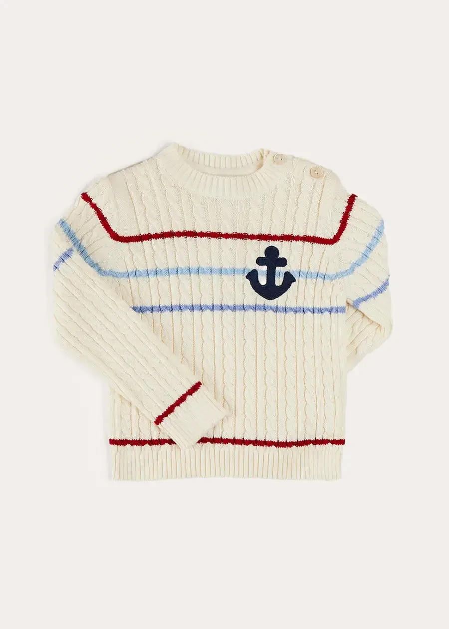 Anchor Motif Cable Detail Jumper in Beige (2-10yrs)
