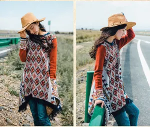 ARTKA ASYMMETRIC HEM LOOSE JUMPER DRESS IN MIXED PRINT