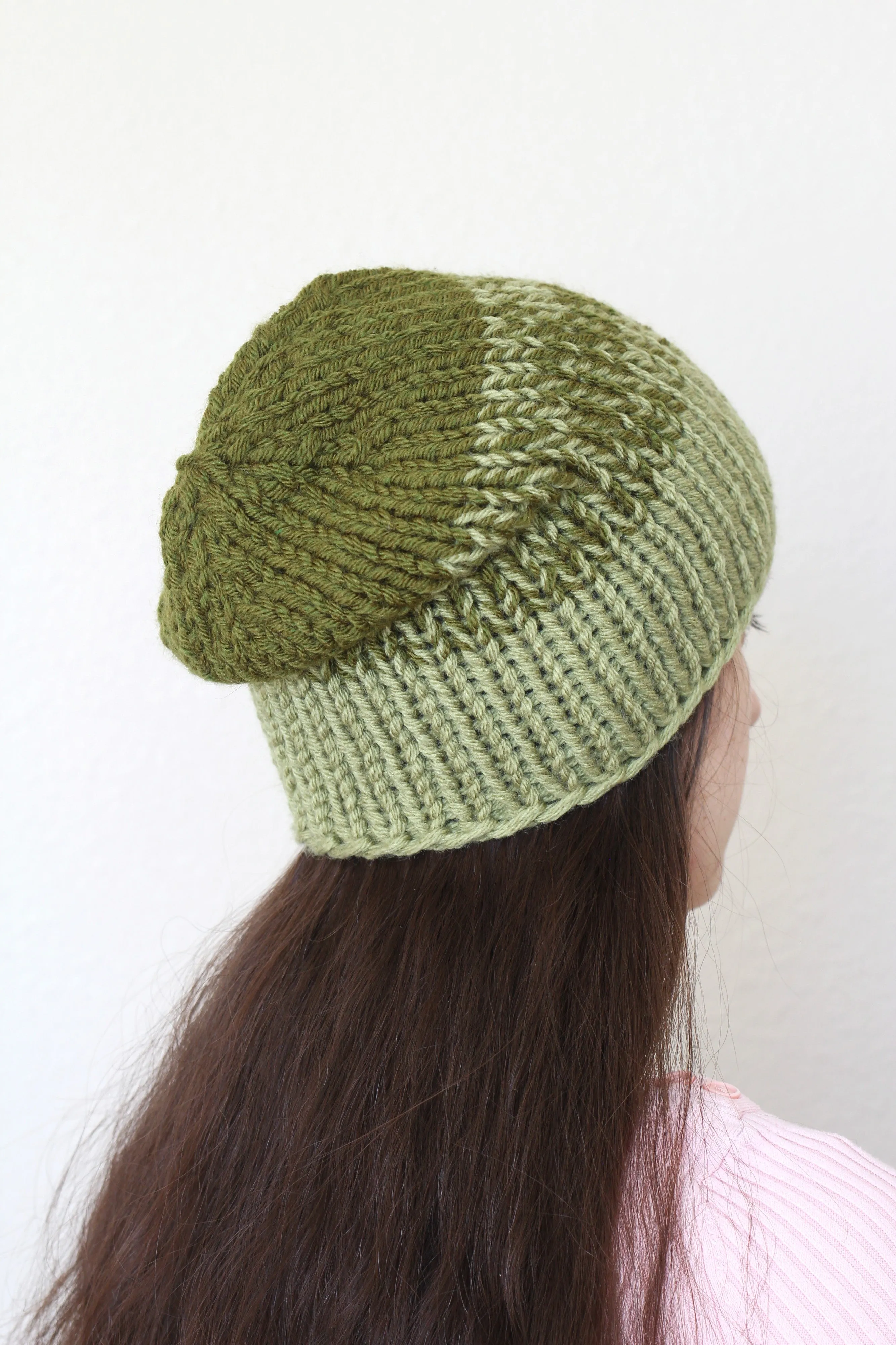 Beanie hat, knit hat, slouchy hat, knit beanie in olive green color