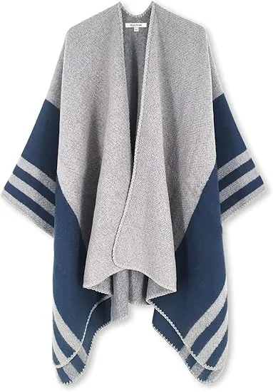 Beige-Khaki Winter Chic Plaid Poncho Cardigan