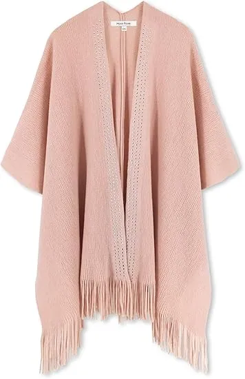 Beige-Khaki Winter Chic Plaid Poncho Cardigan