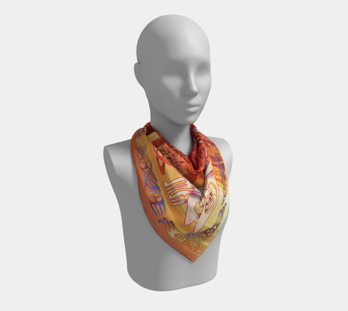 Blood-Red Sunset Over Kattegat Broa 1 Silk-like Poly Scarf (4 sizes-3 fabrics)