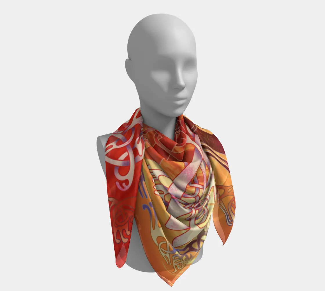 Blood-Red Sunset Over Kattegat Broa 1 Silk-like Poly Scarf (4 sizes-3 fabrics)