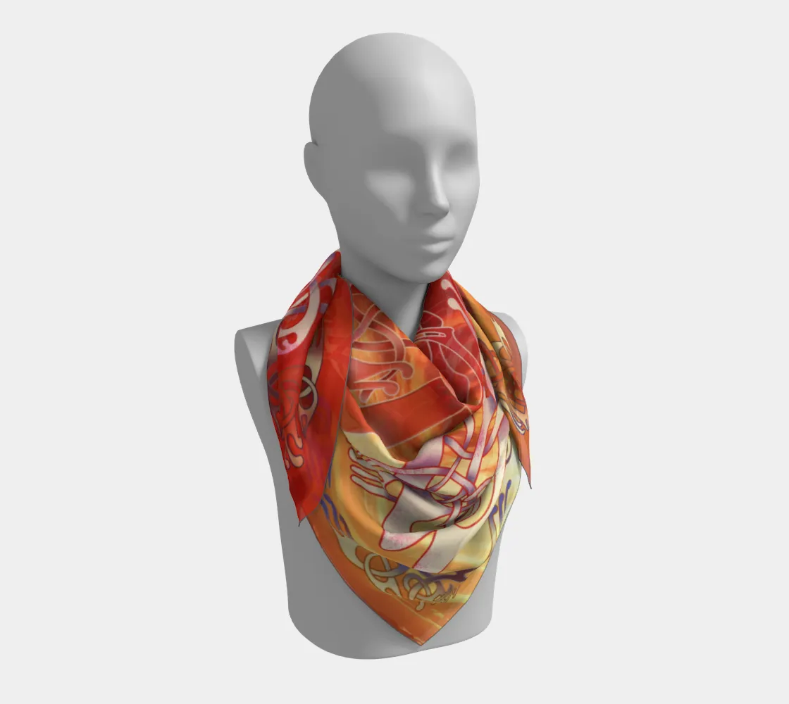 Blood-Red Sunset Over Kattegat Broa 1 Silk-like Poly Scarf (4 sizes-3 fabrics)