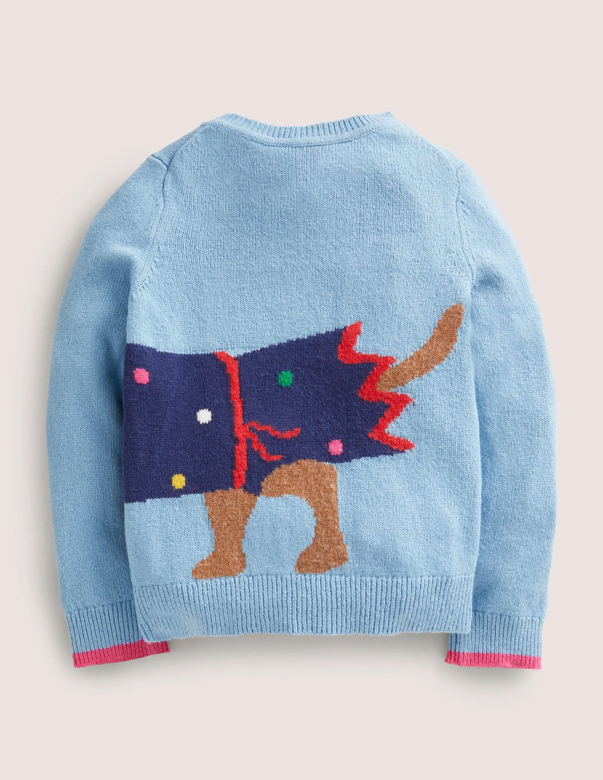 Blue Festive Dog Print Christmas Jumper-Dusty Blue Dog Cracker