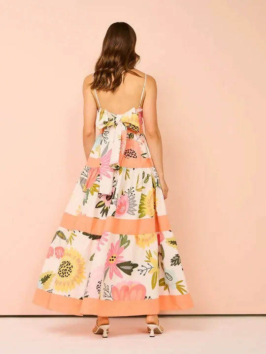 By Nicola Monet Tiered Maxi Dress In Potpourri/Melon