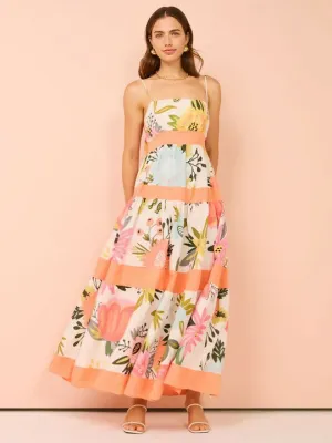 By Nicola Monet Tiered Maxi Dress In Potpourri/Melon