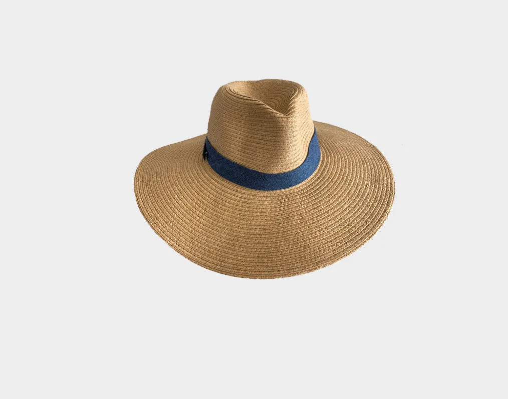 C1. Blue Denim Panama Style Hat - The Milano
