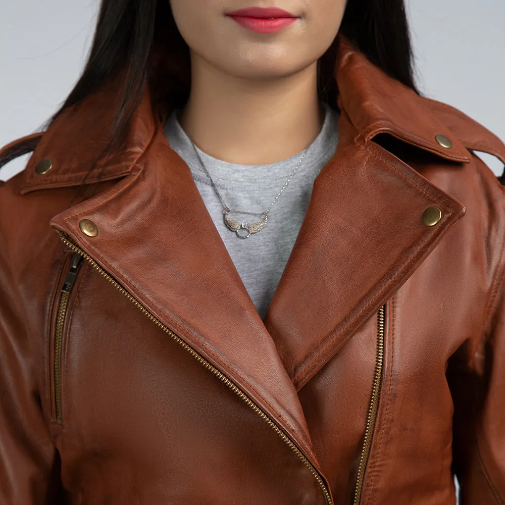 Casual Brown Womens Leather Jacket