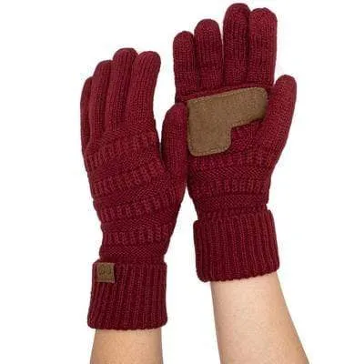 C.C G20 - Unisex Cable Knit Winter Warm Anti-Slip Touchscreen Texting Gloves