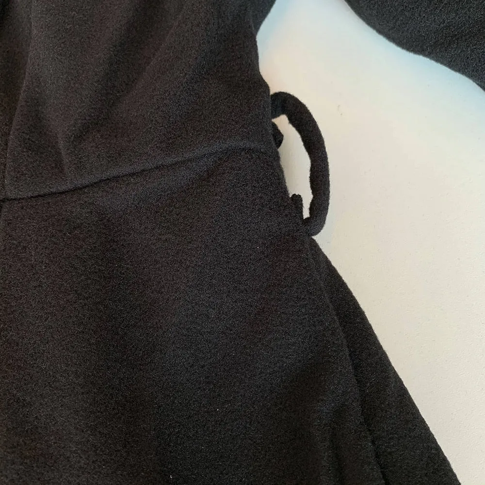 Classy Wool Double Breasted Belt Slim Vintage Coat