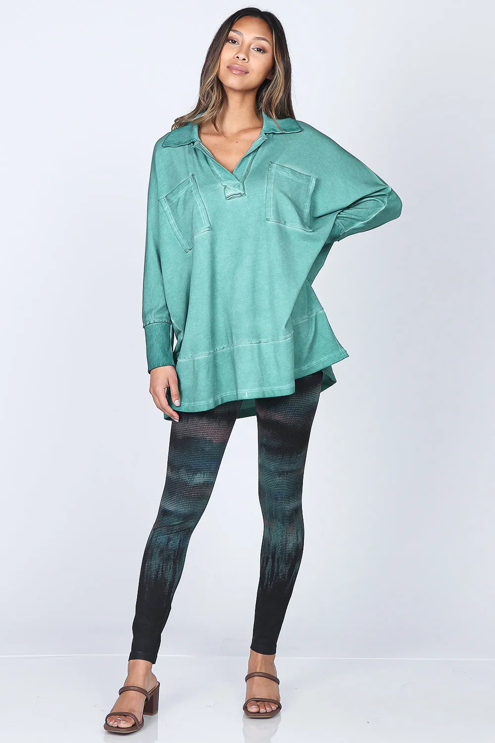 Collared Dual Pocket Oil Washed Tunic