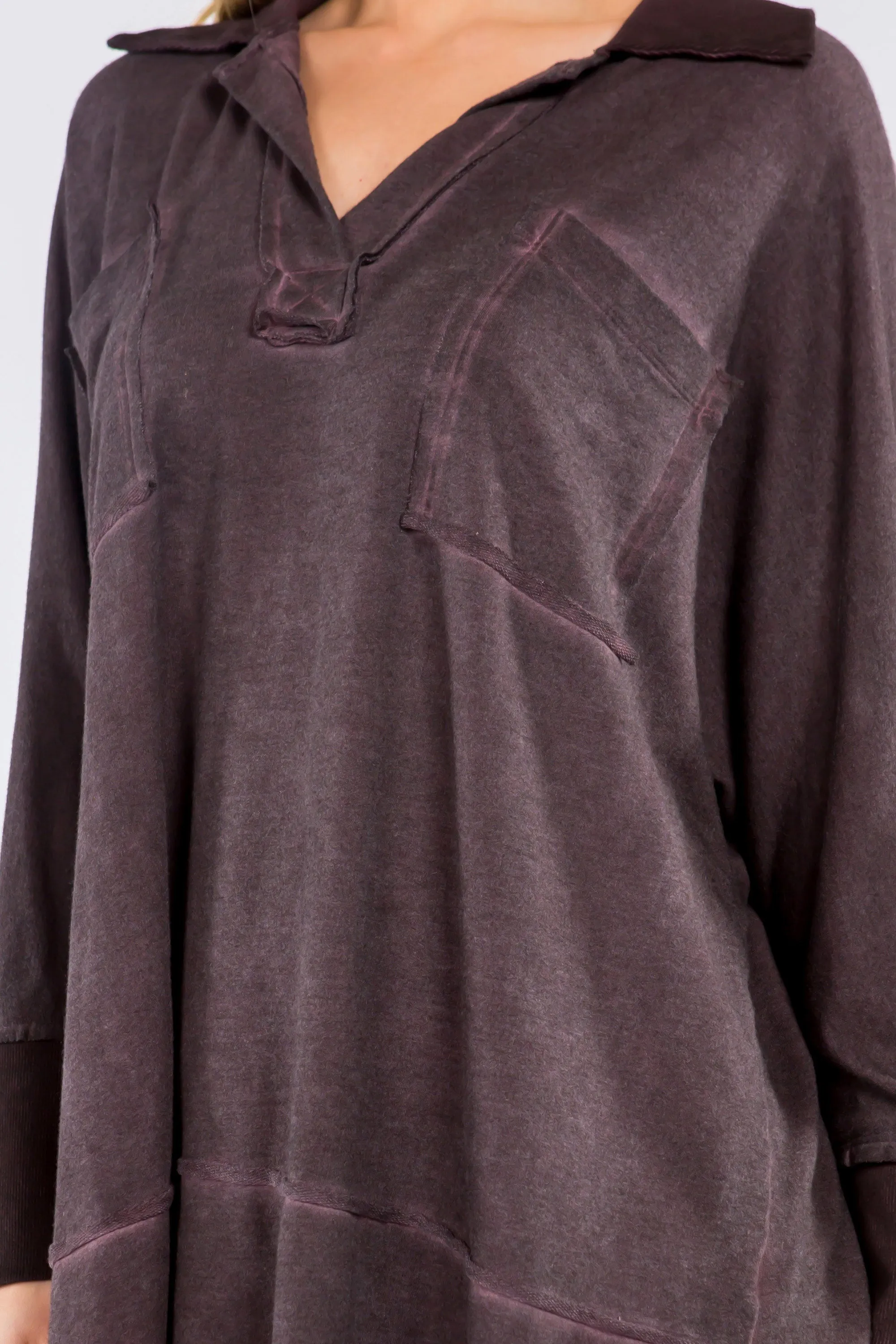 Collared Dual Pocket Oil Washed Tunic