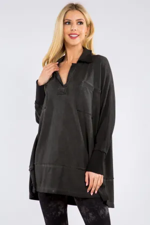 Collared Dual Pocket Oil Washed Tunic