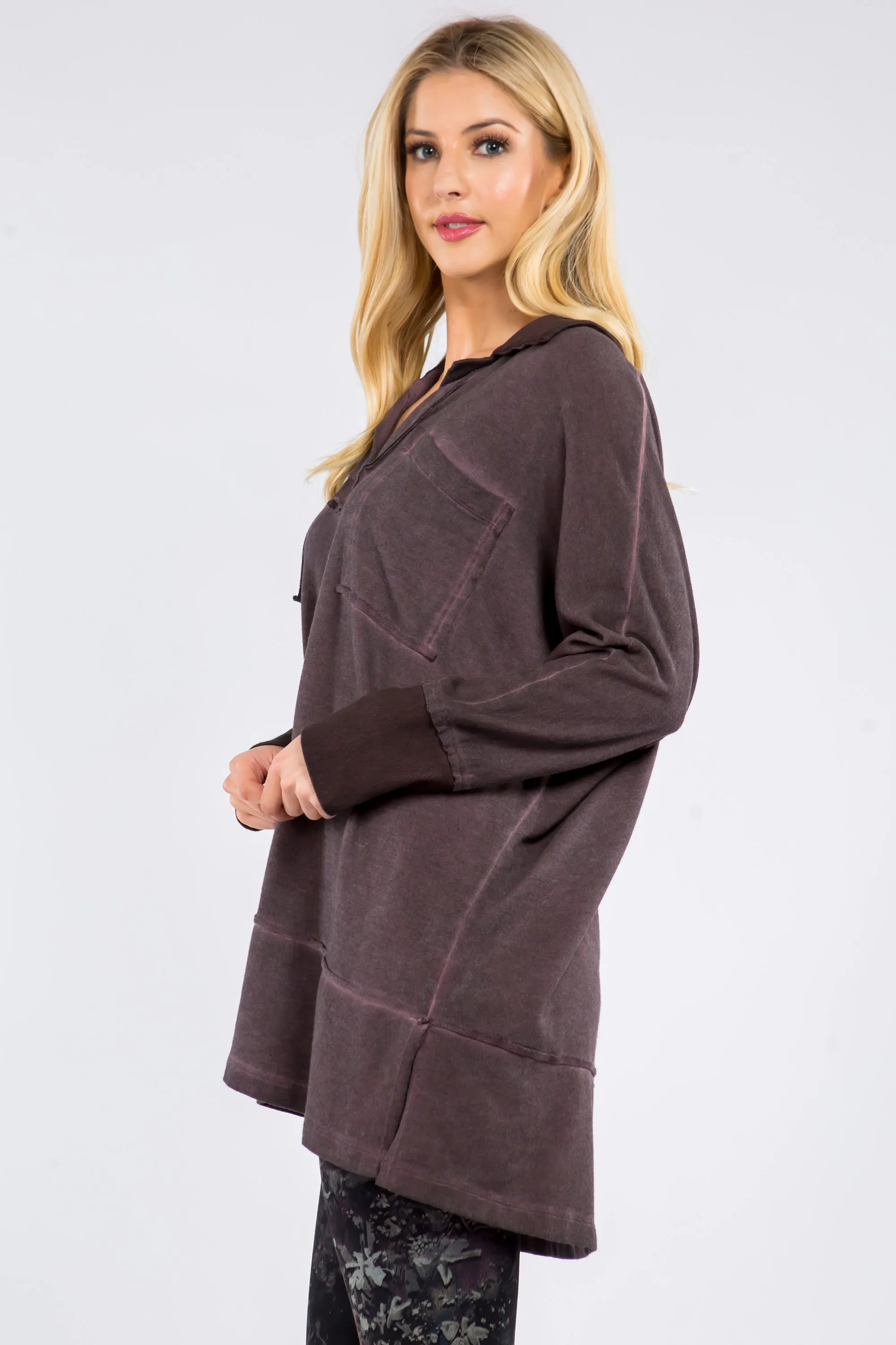 Collared Dual Pocket Oil Washed Tunic