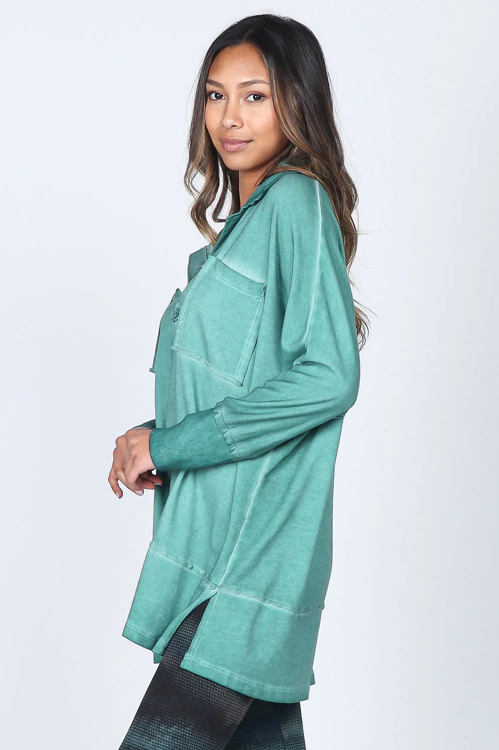 Collared Dual Pocket Oil Washed Tunic