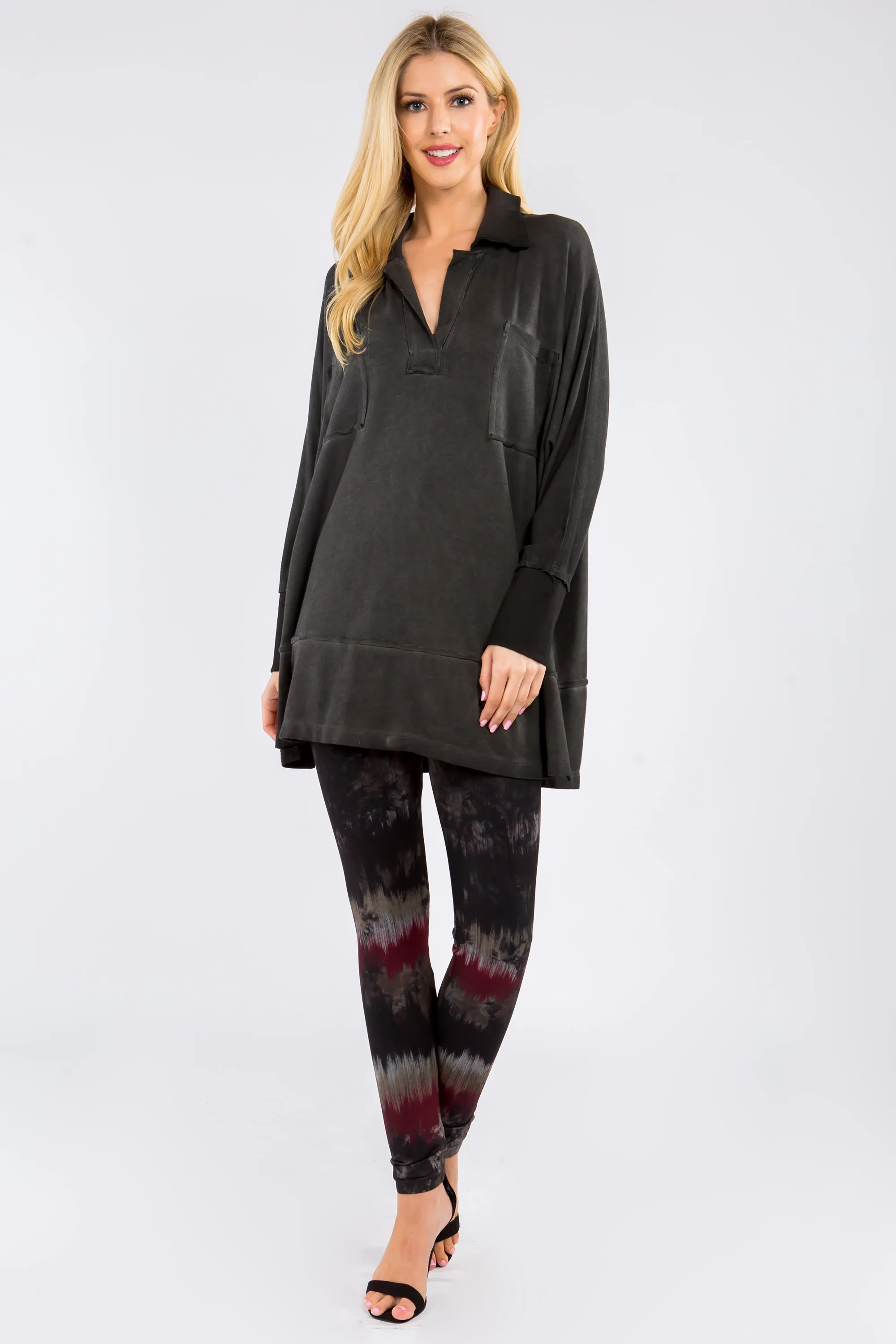 Collared Dual Pocket Oil Washed Tunic