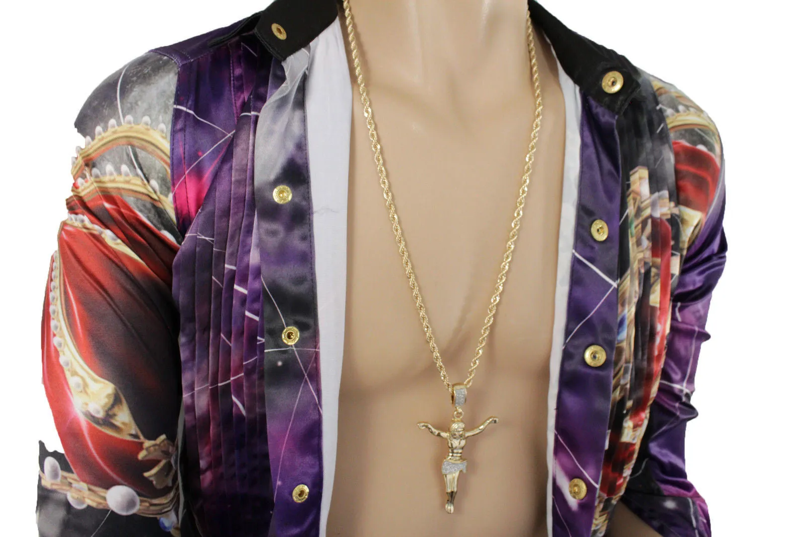 Crucified Jesus Christ Religious Pendant Metal Chain Long Necklace