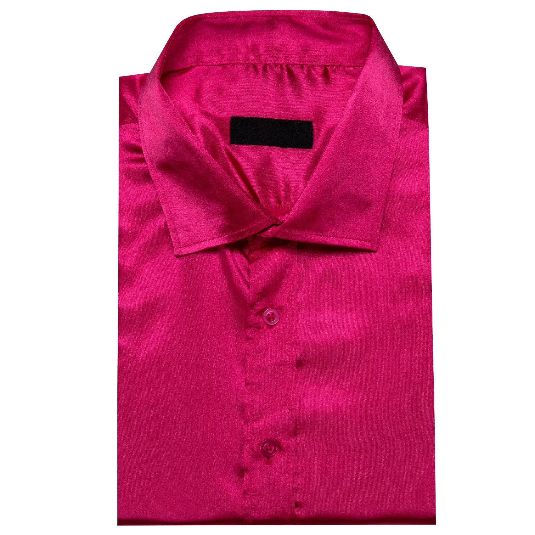 DeepPink Solid Silk Men's Long Sleeve Shirt