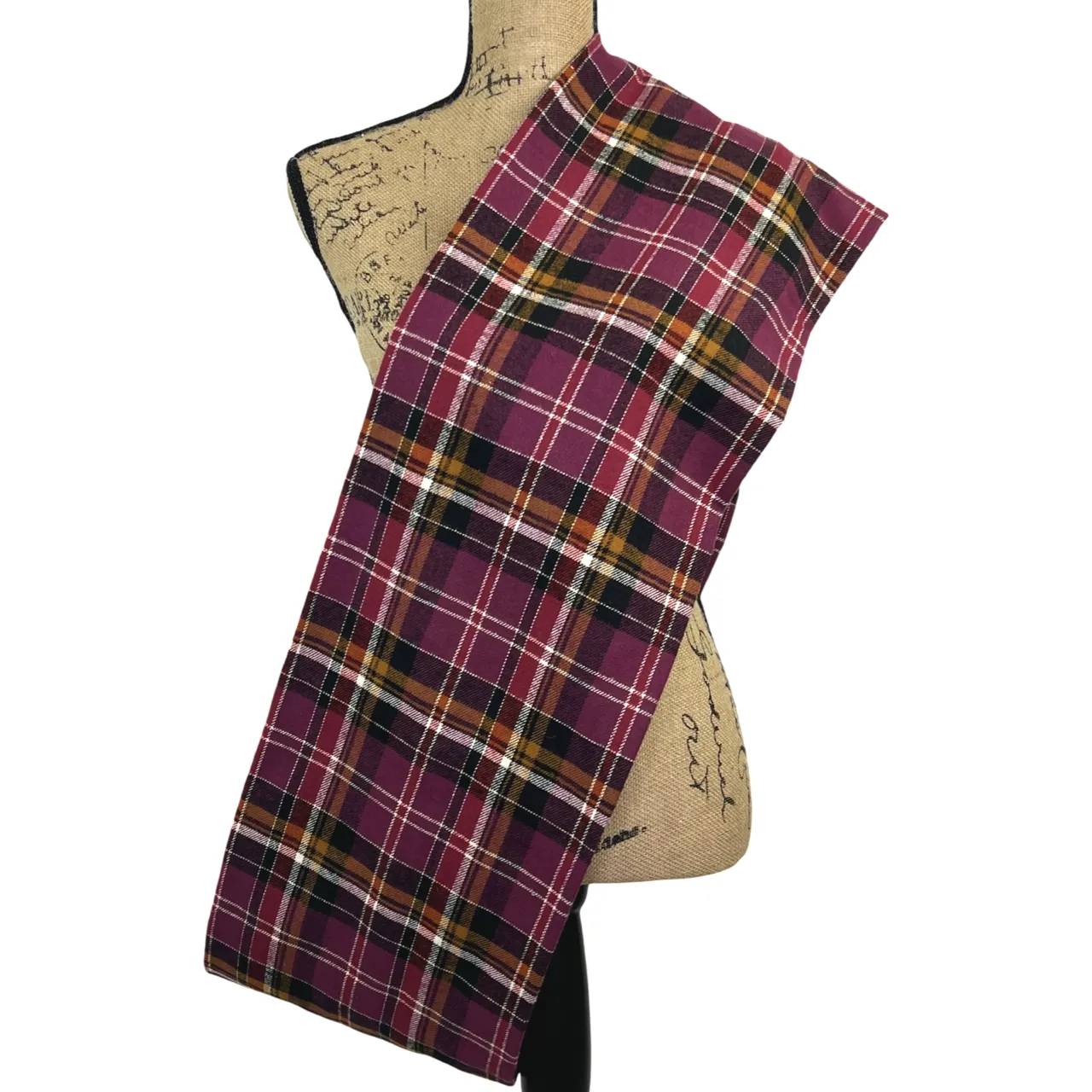 Eggplant Purple, Burnt Orange, White, Black, and Cranberry Luxe Collection Plaid Infinity and Blanket Scarves