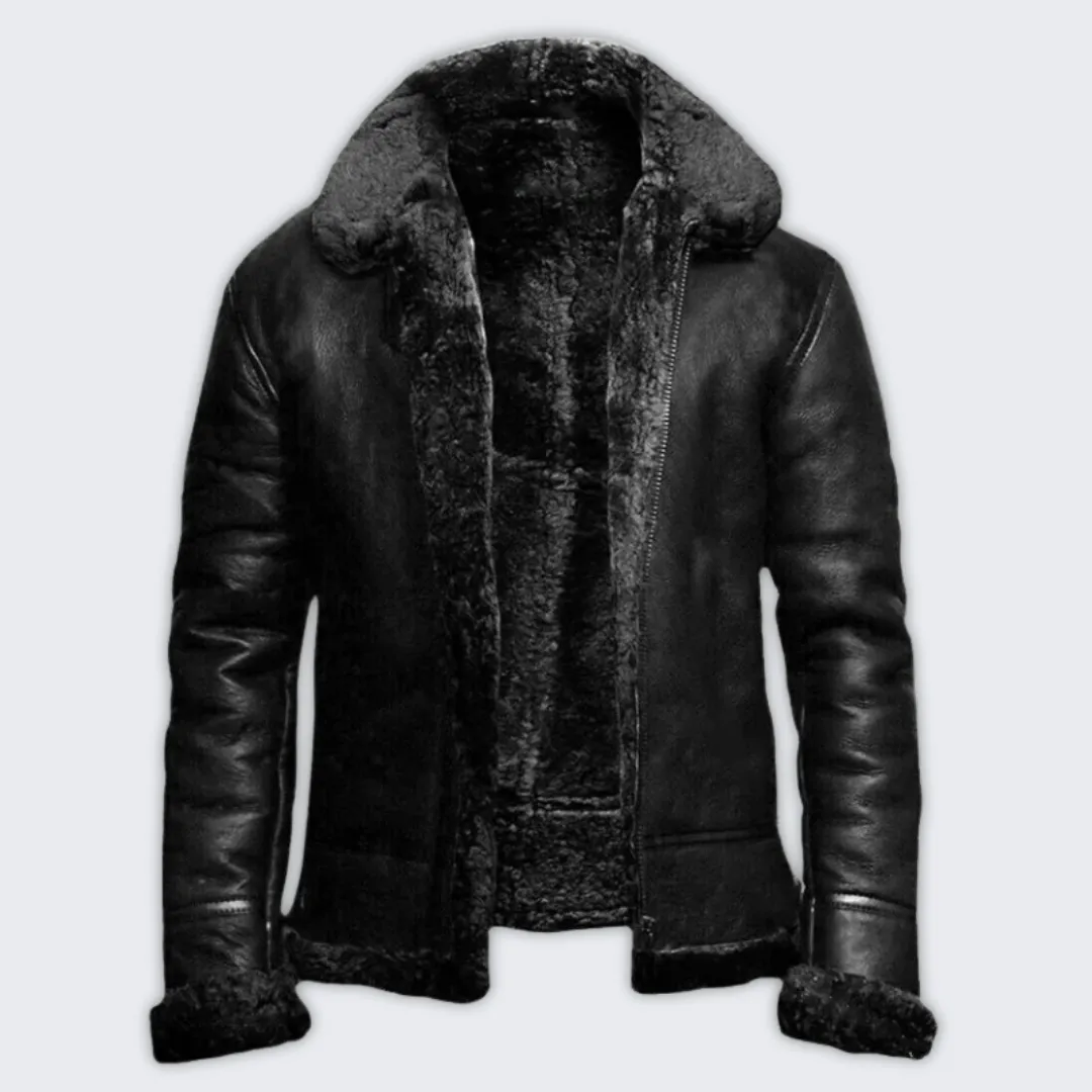 Elegant Insulated Leather Winter Coat for Men - Bruce