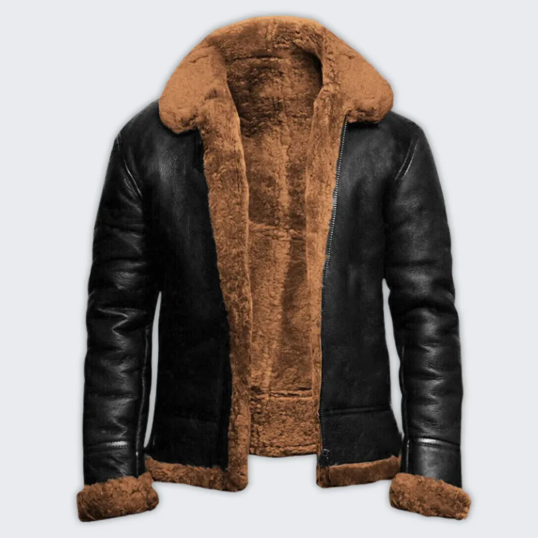 Elegant Insulated Leather Winter Coat for Men - Bruce