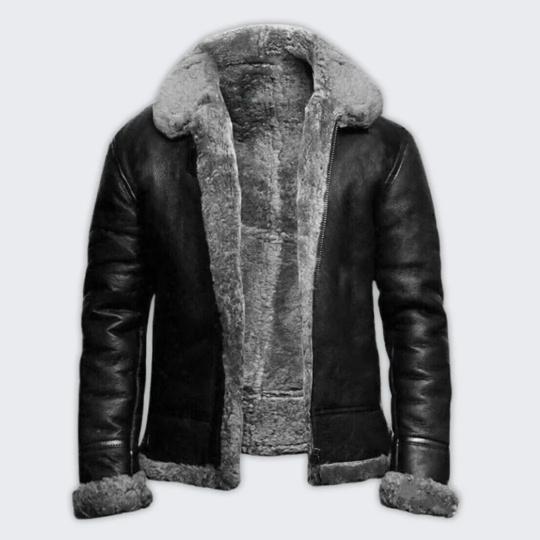 Elegant Insulated Leather Winter Coat for Men - Bruce