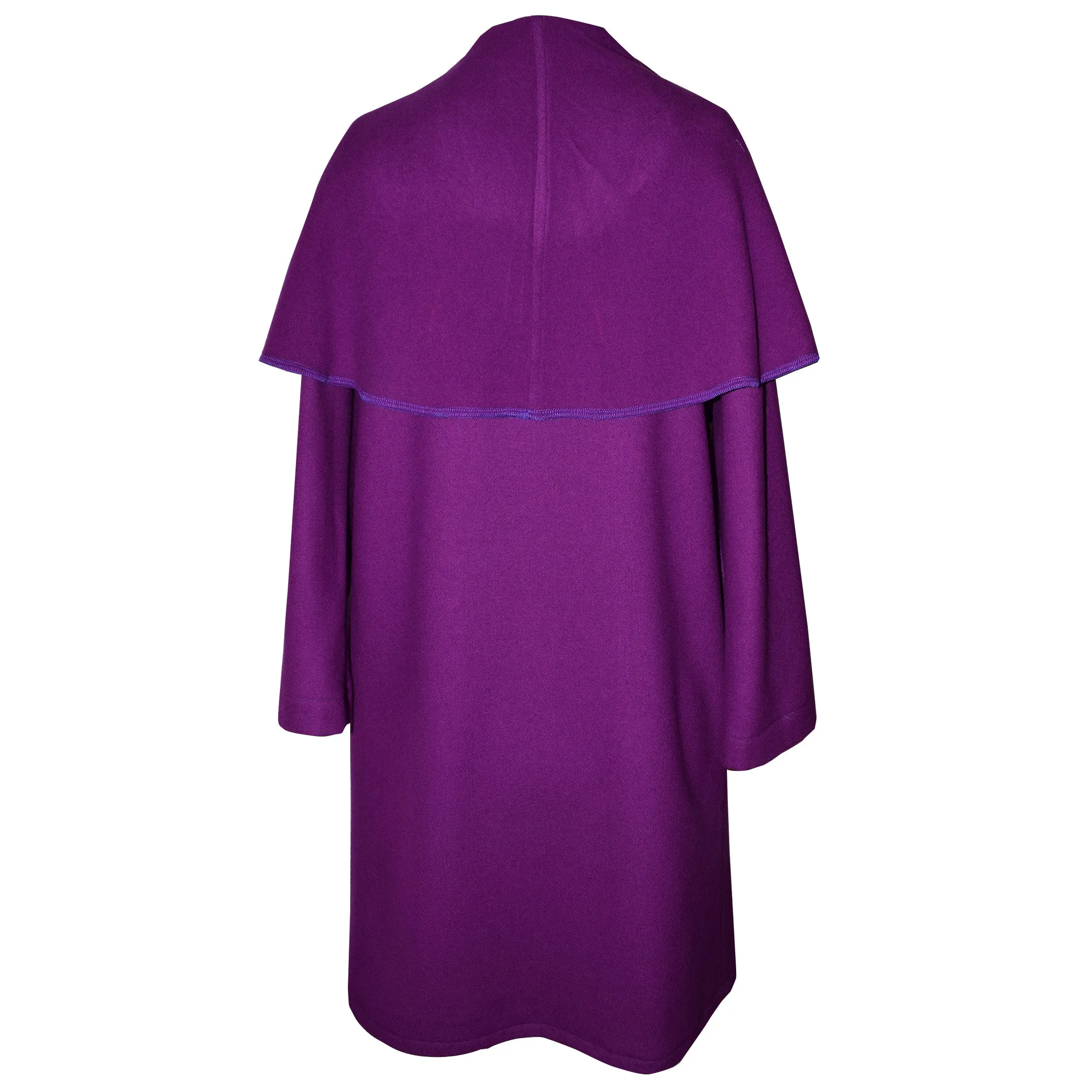 Elegant Royal Purple Cashmere Wool Blend Wrap Coat Jacket