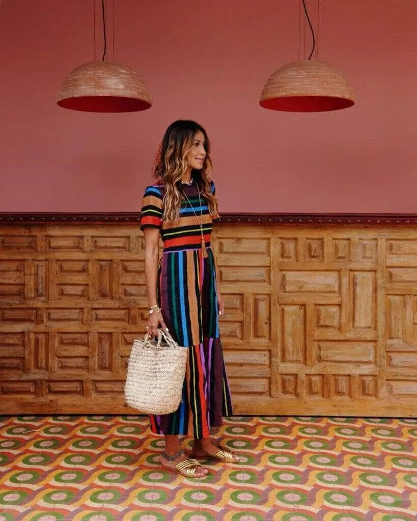 FashionSierra - Summer Holiday Dress Women Stripe Boho Short Sleeve Long Maxi Dress New Ladies Casual Beach Sundress