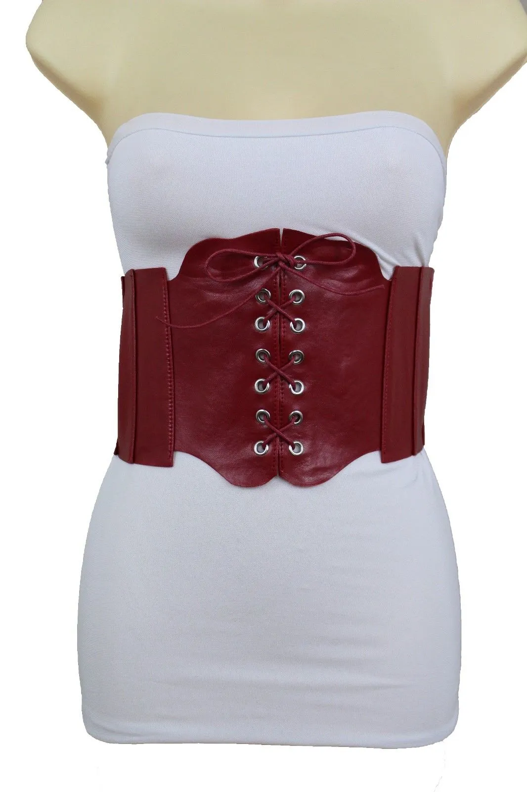 Faux Leather Wide Sexy High Waisted Corset Belt