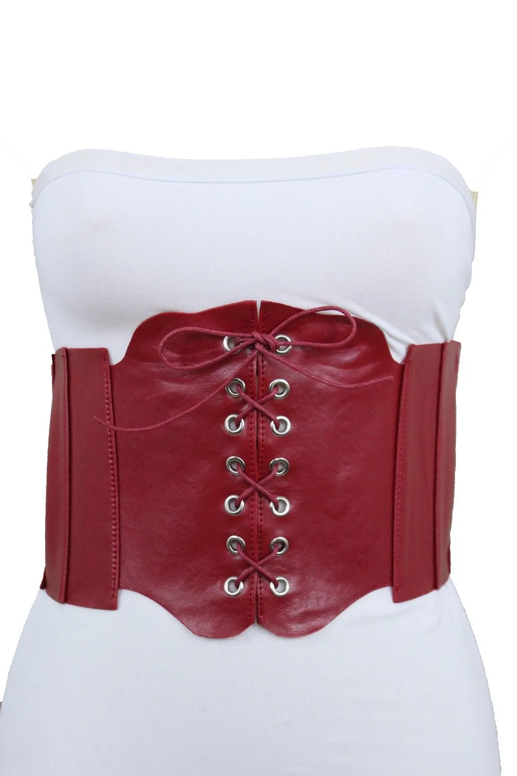 Faux Leather Wide Sexy High Waisted Corset Belt