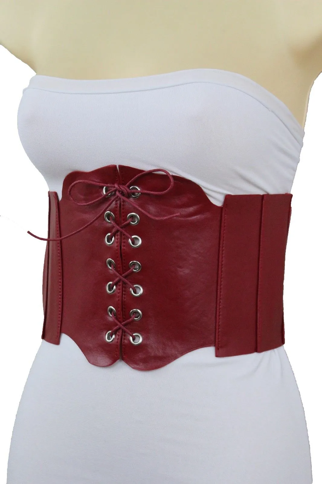 Faux Leather Wide Sexy High Waisted Corset Belt