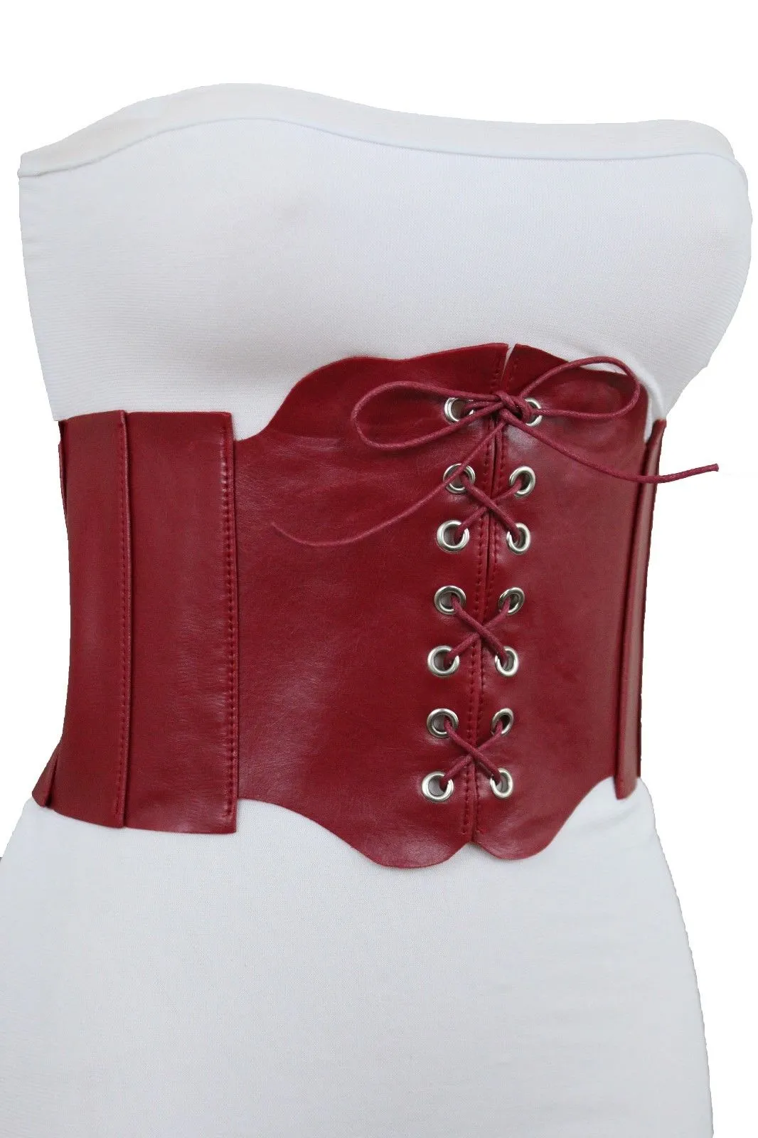 Faux Leather Wide Sexy High Waisted Corset Belt