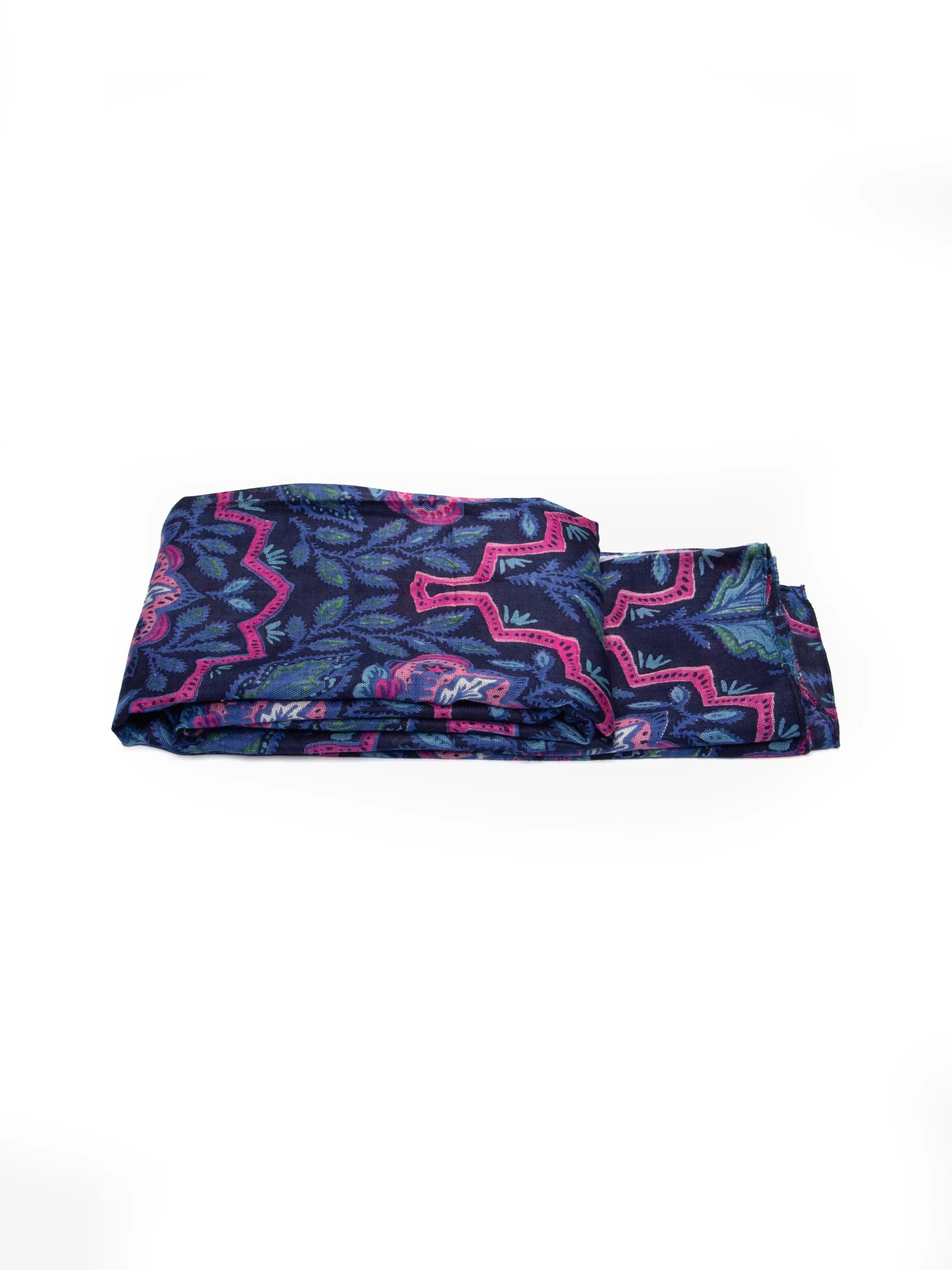Fern Lightweight Scarf - Navy Blue, Floral Mosaic